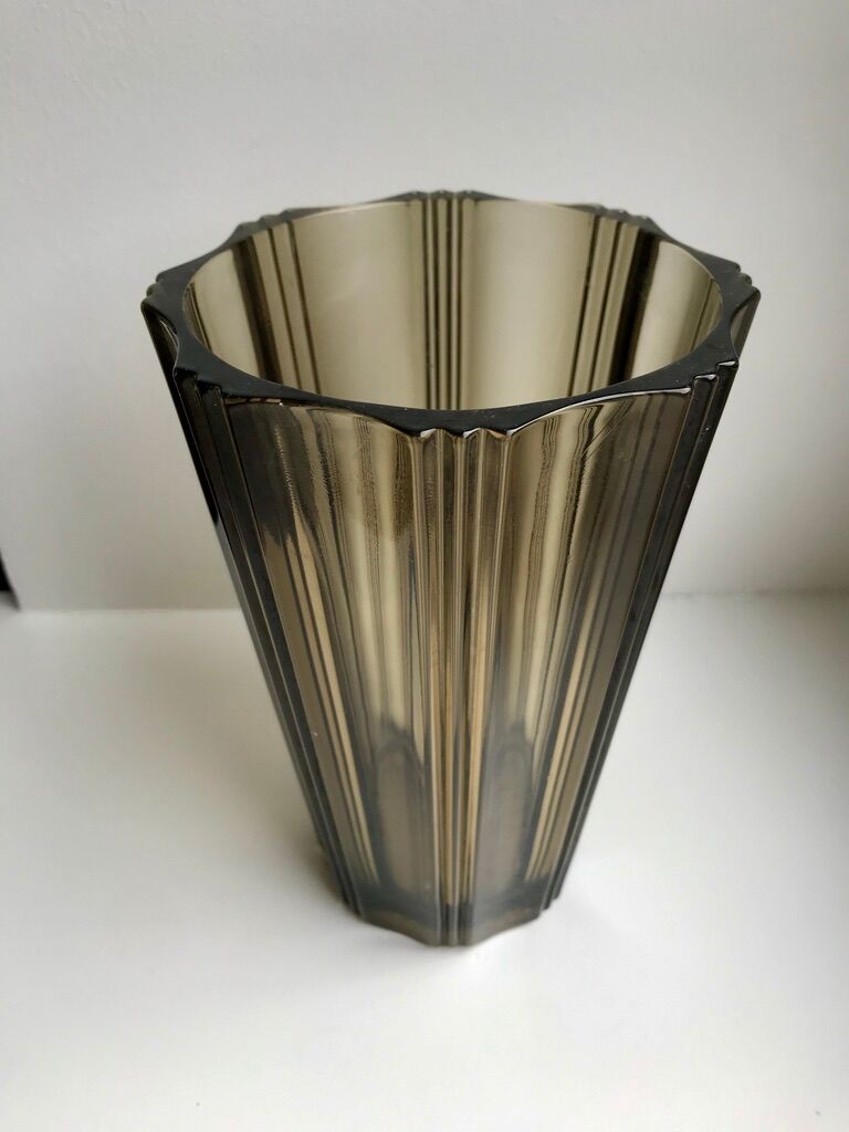 Pair of pleated smoked glass vases in the 70s