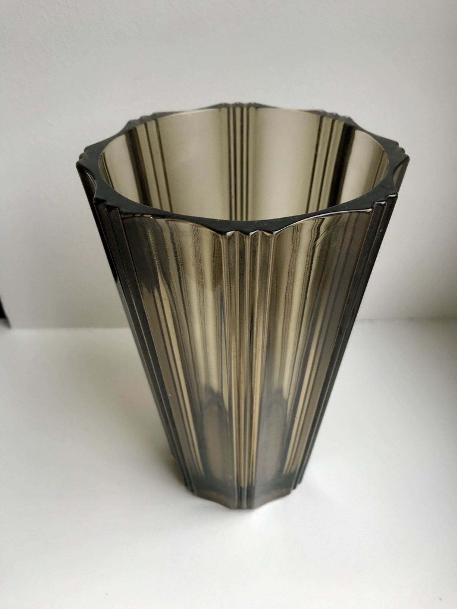 Pair of pleated smoked glass vases in the 70s