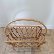 Vintage rattan wicker magazine rack