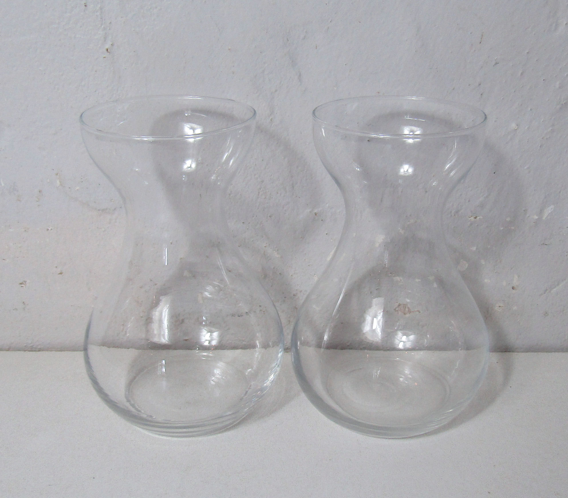 Pair of vintage glass jacinth bulb vases