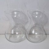 Pair of vintage glass jacinth bulb vases