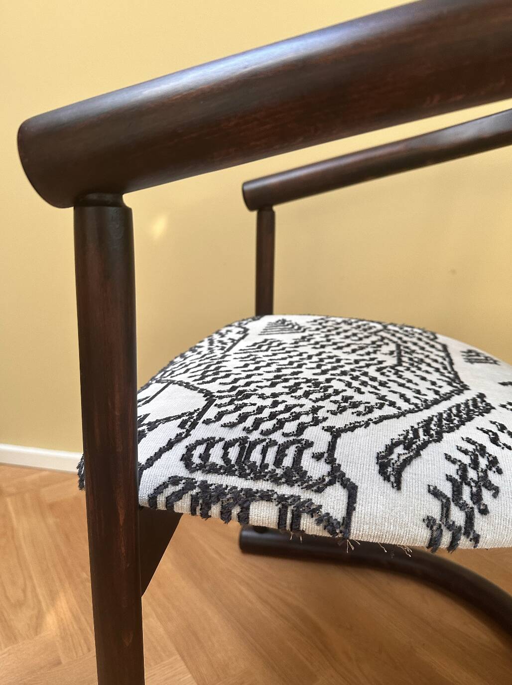 Chinese style chair, renovated & upholstered with Tigermountain by Dedar