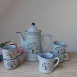 Vintage Taiwan Coffee Set, 6 Pieces, 1 Coffee Pot, 4 Cups, 1 Milk Jug, Tree of Life Pattern