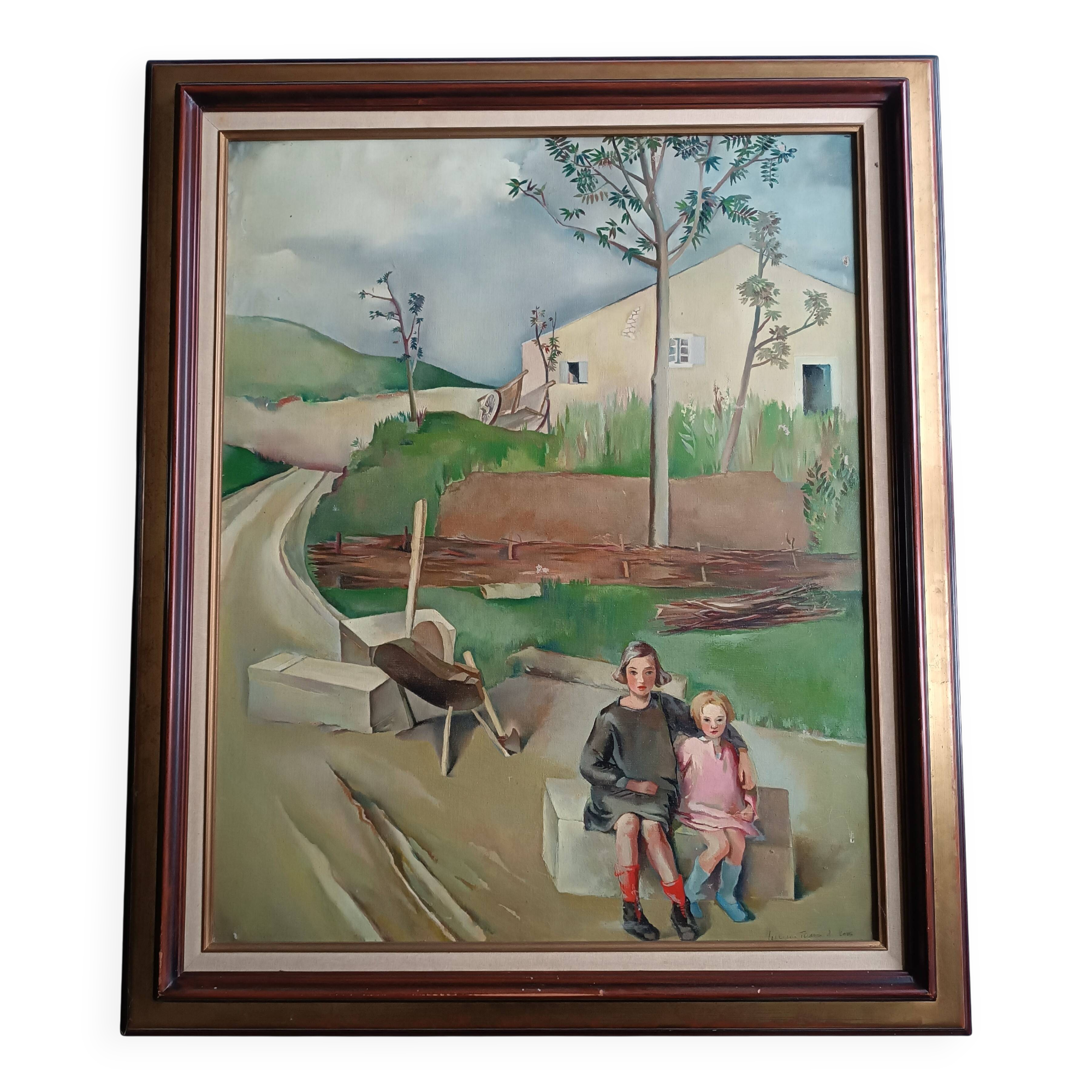 Oil painting on canvas signed lucienne tessier du cros