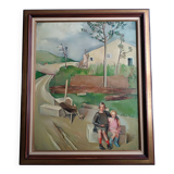 Oil painting on canvas signed lucienne tessier du cros