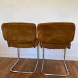 Roche Bobois cognac suede chairs