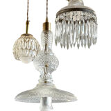 Triple suspension cascade three tulips crystal and vintage chrome