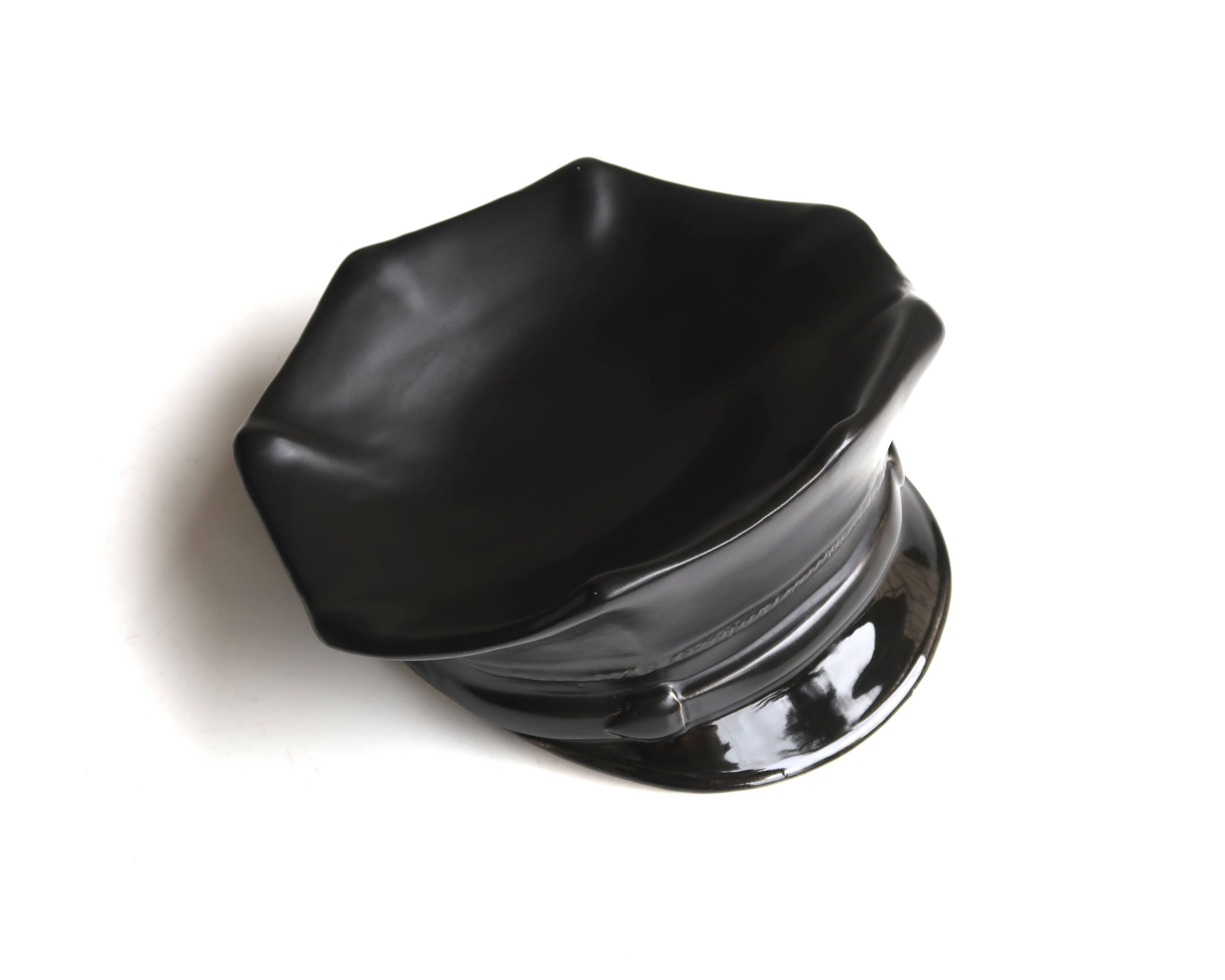 Black ceramic vide poche by Jean Claude Peiré, 1980s.