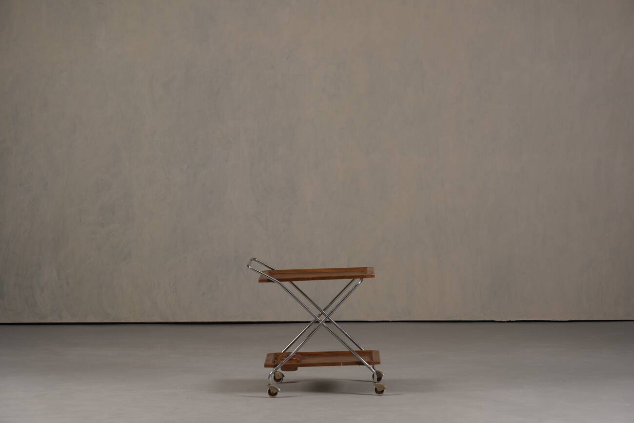 Chariot de bar vintage en aluminium et plastique, Italie années 1970