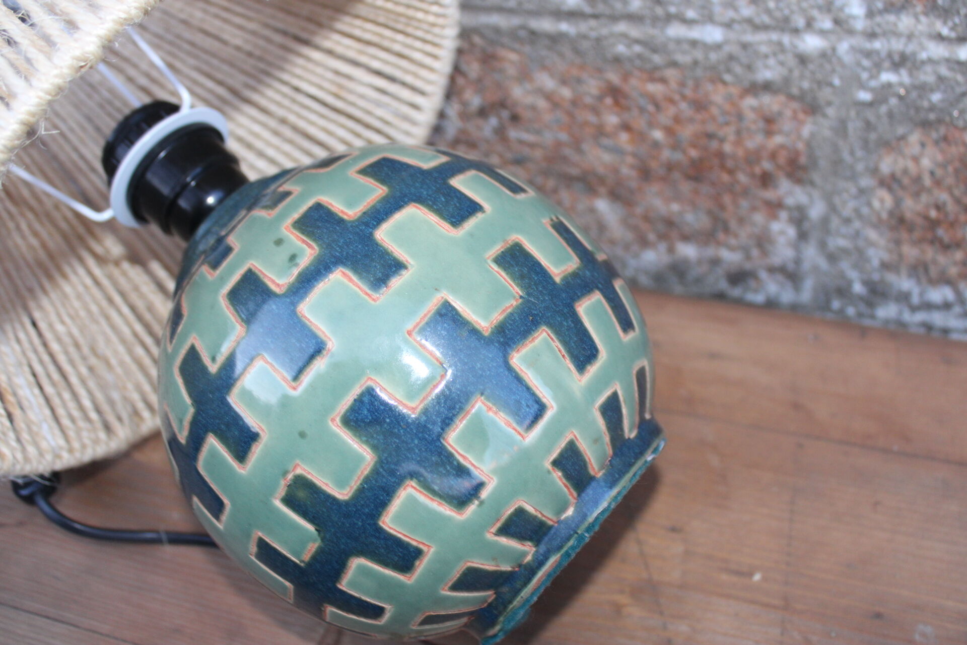 Ceramic lamp and rope shade