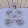Dessert plates, Auteuil porcelain, naive, Danielle Dillemann