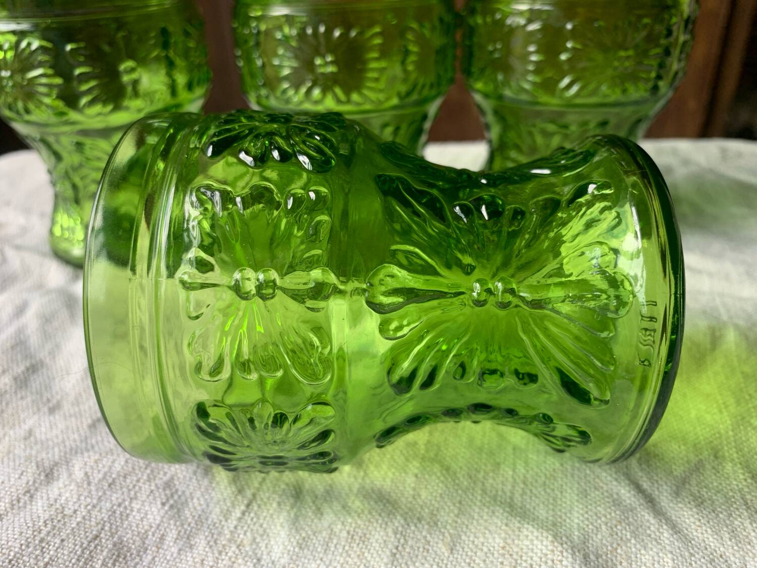 Green orangeade glasses, Italy, 1970s