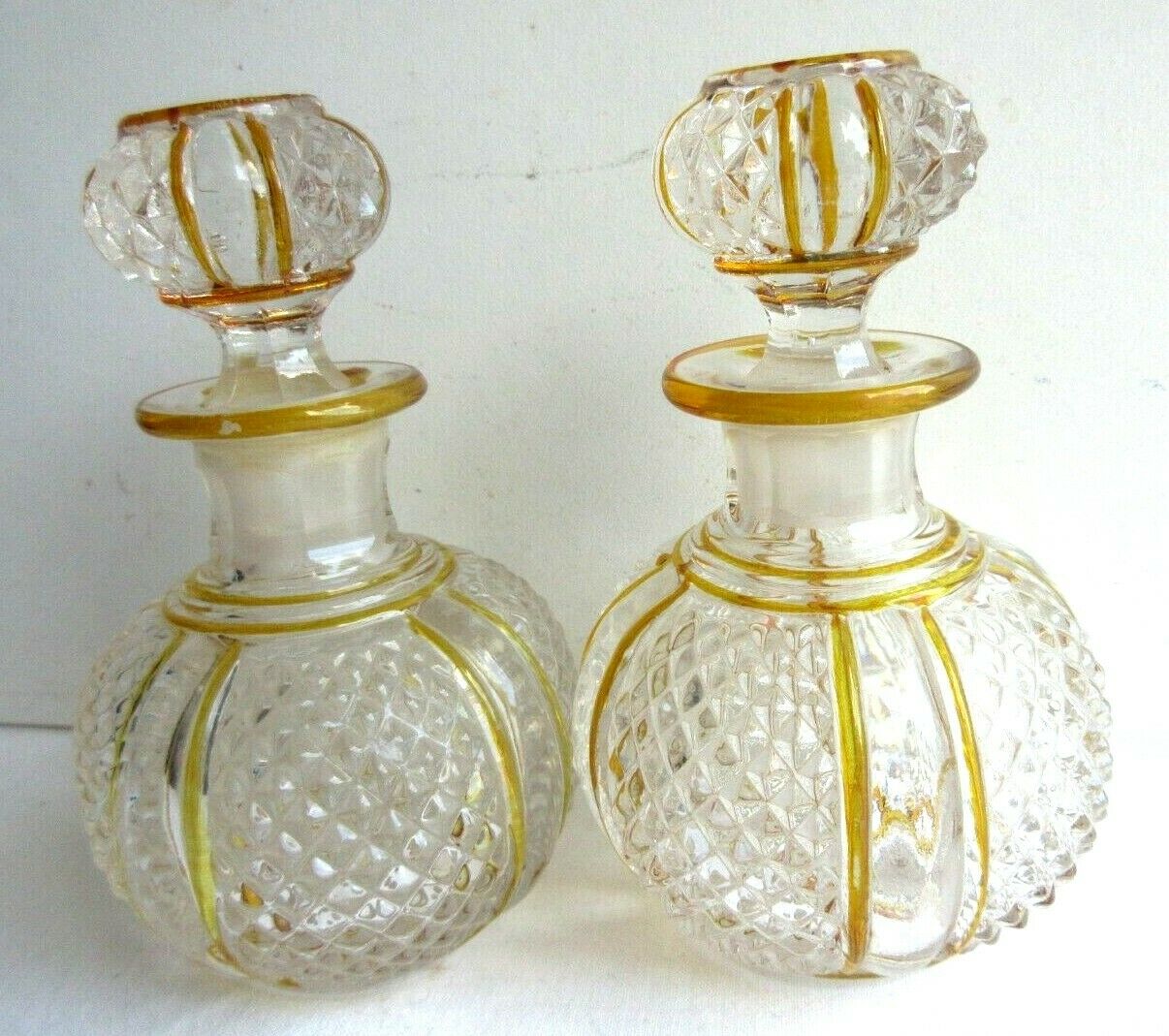 Baccarat perfume bottle, yellow eds and diamond tips