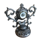 Old clock table clock baroque style metal gray made in italy vintage