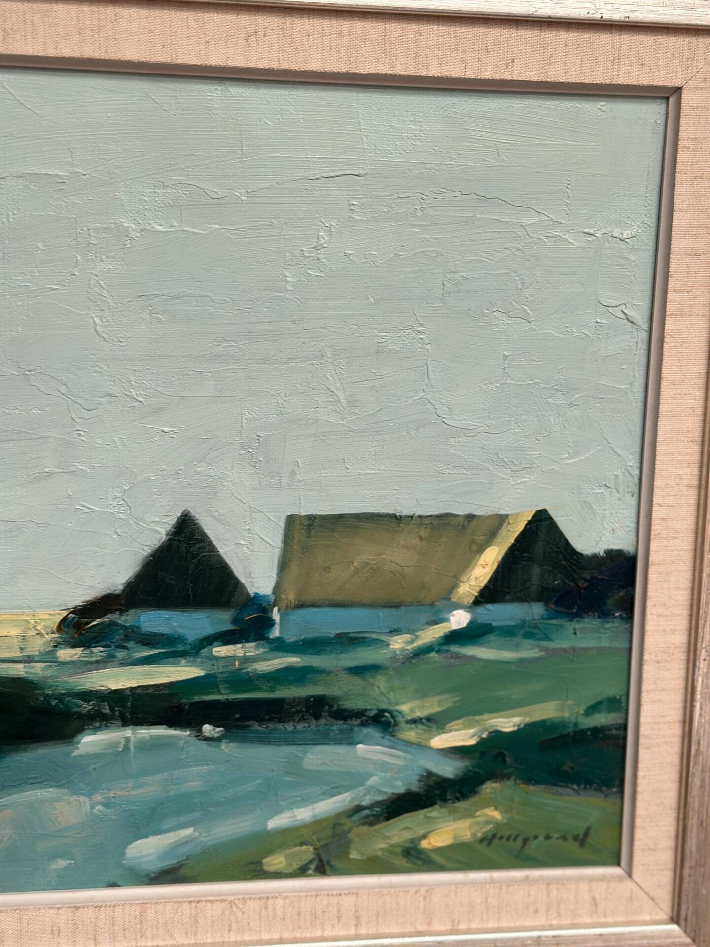 Swedish Oil on Canvas – “Farm by the Lake” by Bengt Hillgrund