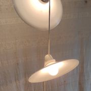 Suspension with three opaline lampshades - mid 20th century.