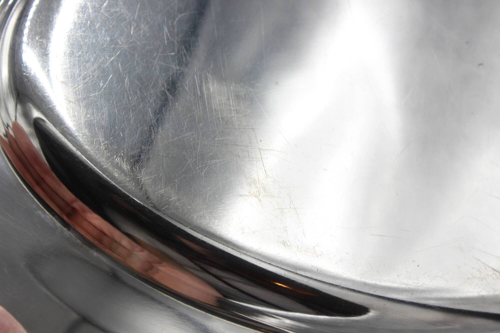 Very beautiful oval flat serving platter in silvered metal gallia coqui decoration