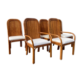 Suite of four chairs and two bamboo chairs