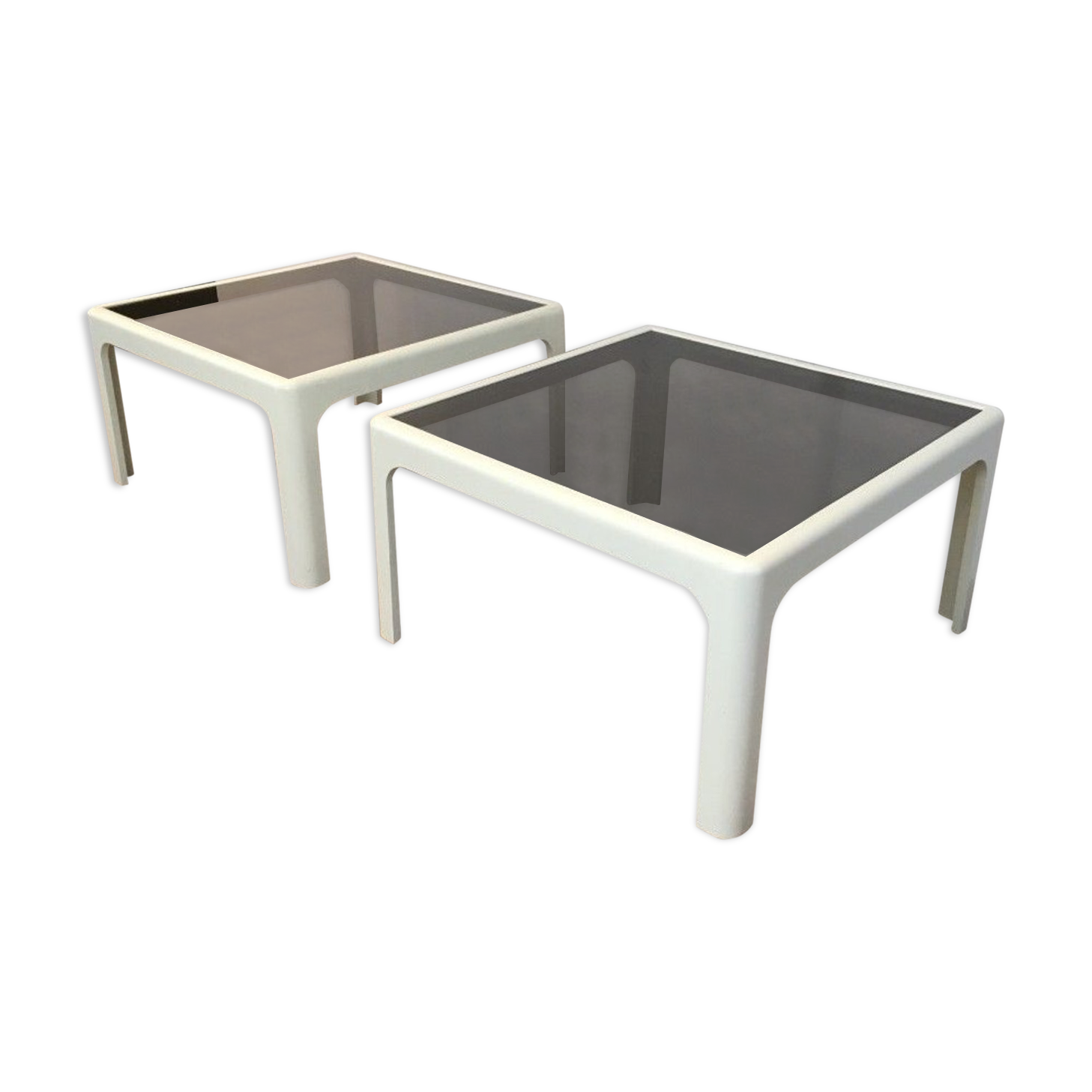 Pair of white lacquered fiberglass sofa ends