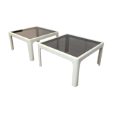 Pair of white lacquered fiberglass sofa ends