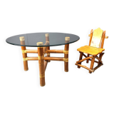 Vintage bamboo dining table, 1970s