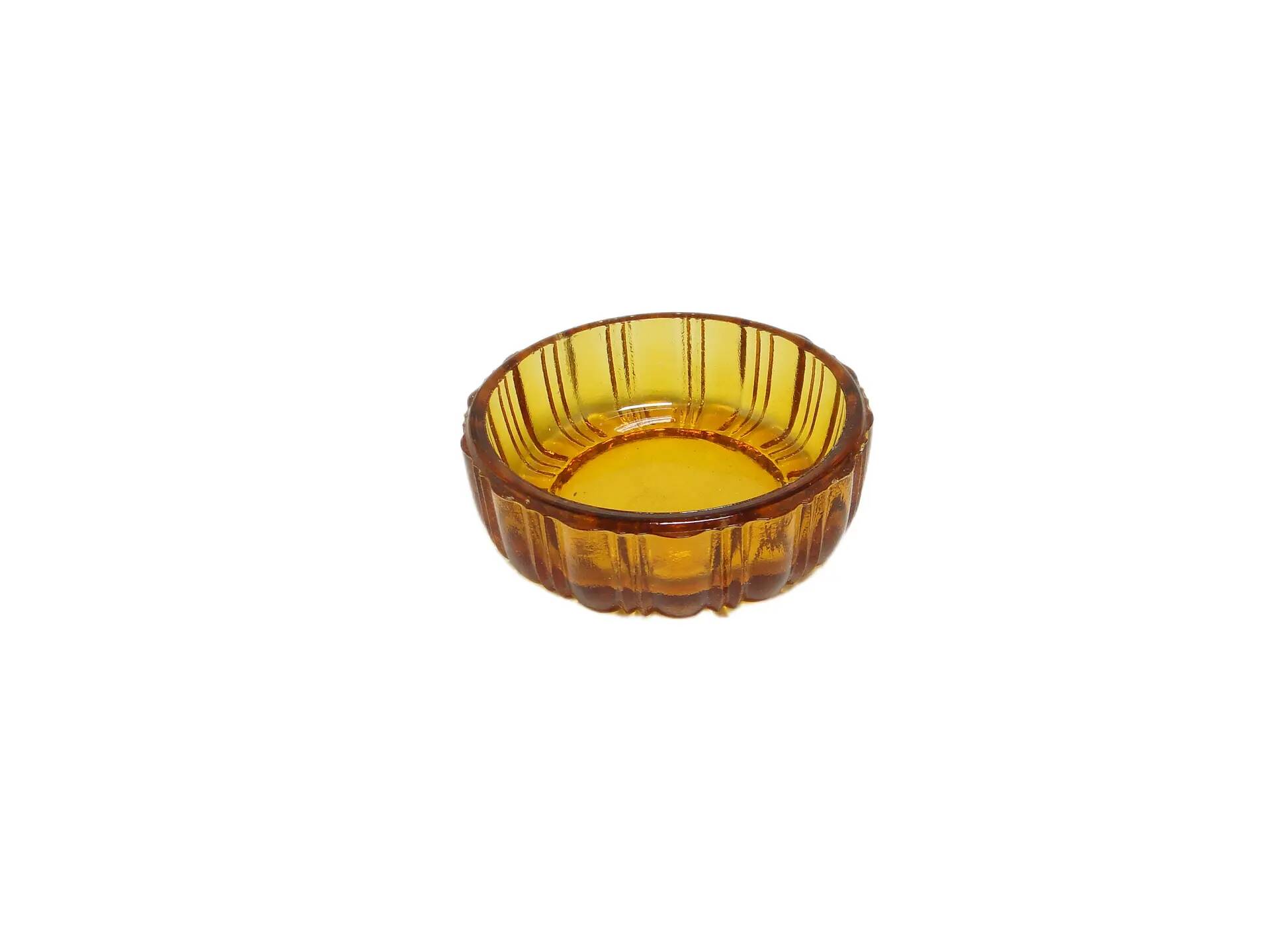 Art Deco salt cellar, orange glass, Ząbkowice, Poland, 1930s.