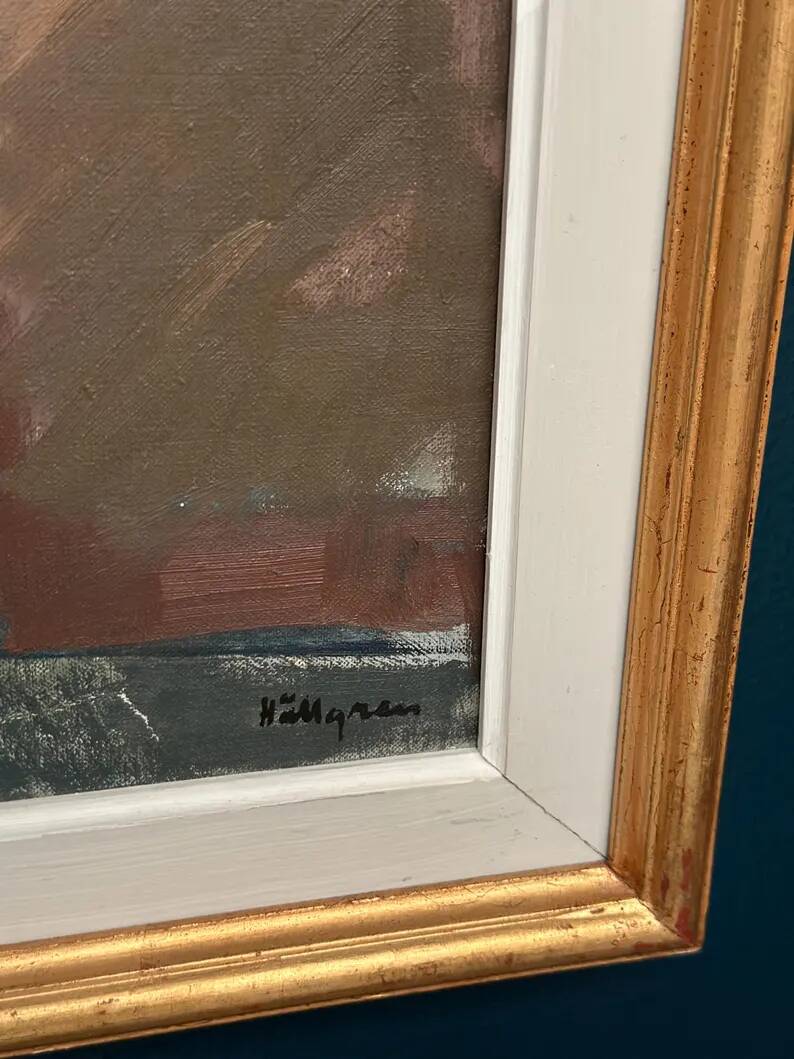 Large Original Swedish Oil on Canvas – “Still Life” by Ingvar Hällgren – Signed – Vintage & Framed – 89 × 42 cm (35" × 16.5")