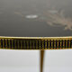 Table basse ronde verre noir fleuri structure en laiton D 60 cm vintage ⋆ Brocante Chic