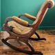Rocking Chair Chesterfield in Tawny Leather & Solid Wood – Impeccable Condition