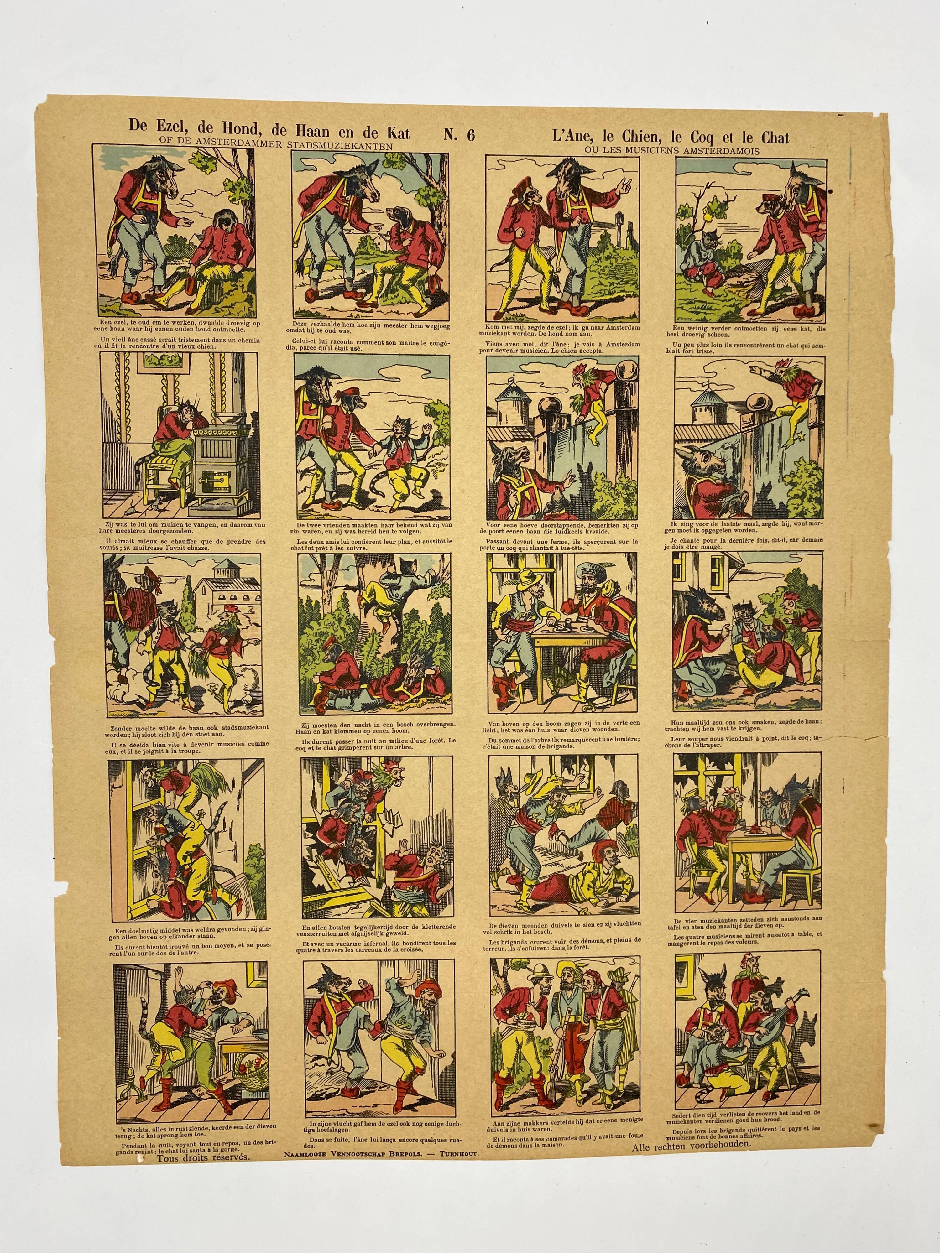 Image of epinal "the donkey, the dog, the rooster and the cat"