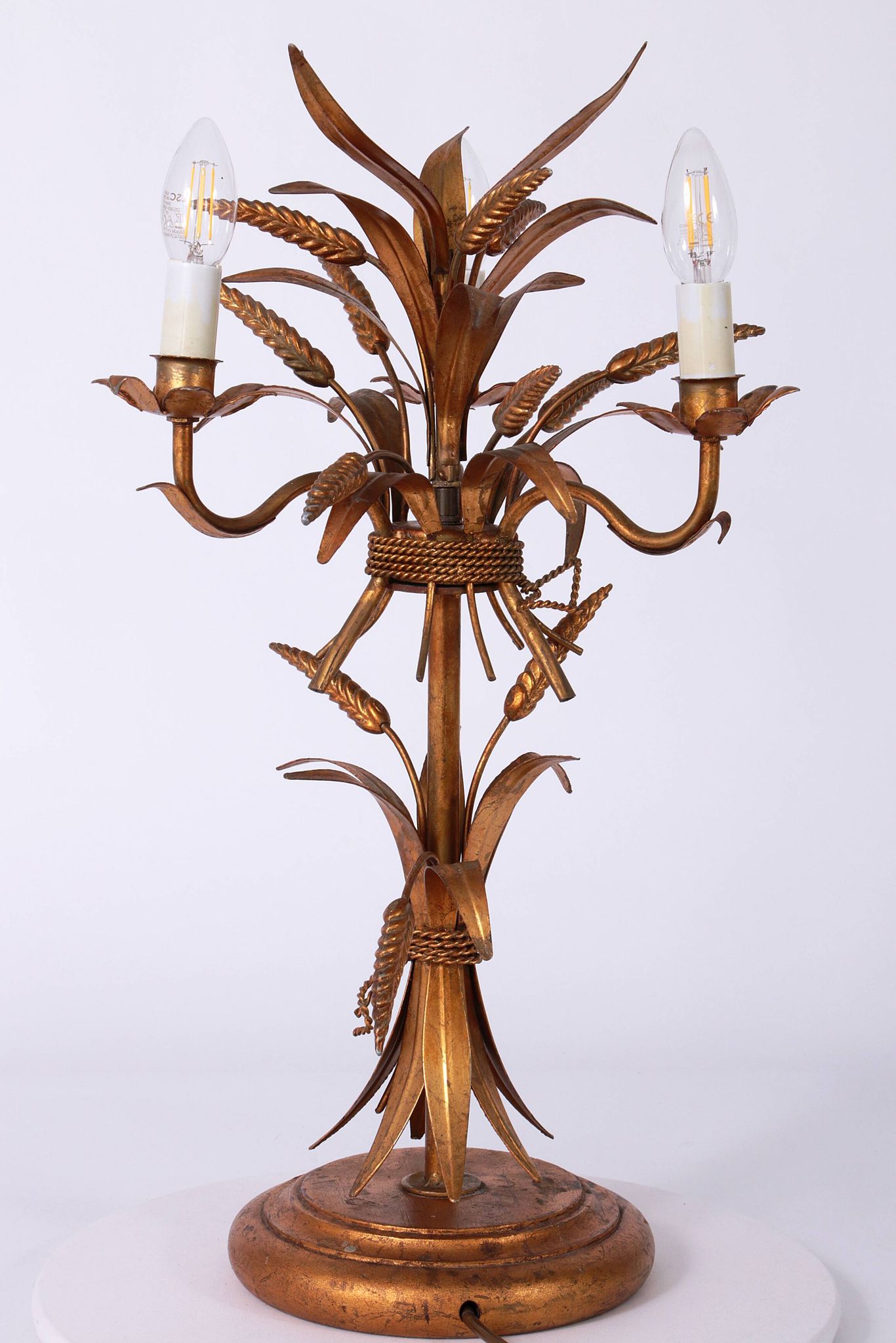 Gilt ‘Sheaf of Wheat’ Table Light, Florentine Table Lamp by Hans Kögl, 1960s