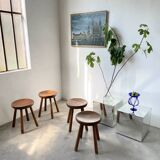 4 hammered brutalist stools
