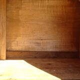 Antique Louis XVI style bedside table in walnut, with a marble top.