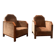 Pair of Art Deco club armchairs, renovated