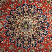 Tapis persan vintage tissé à la main en laine rouge kashan tapis de salon - 209x242cm