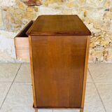 Commode vintage en noyer, pieds compas , circa 1950s
