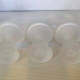 Set of three frosted glass candle holders