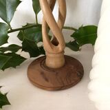 Carved olive wood candle holder