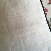 Cushion in old linen canvas 19th old black piping