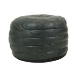 Vintage Round Pouf Patchwork Patchwork Faux Leather 49cm