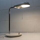 Table lamp in metal and gray porcelain from 1960, original articulated and restored