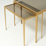 Set of Two Side Tables with a Brass Frame - 1960's