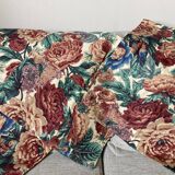 Set of 3 cushion covers in burgundy floral cotton
