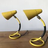 Pair of yellow bedside lamps from the 1950s.