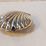 Silver-plated metal shell table butter dish with hallmarks - Art Deco