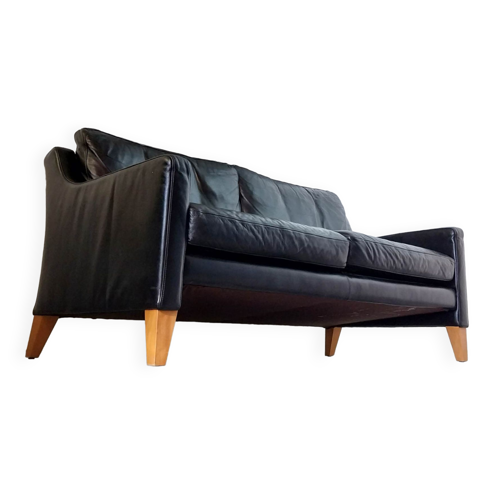 2-seater Scandinavian leather sofa 1970s
