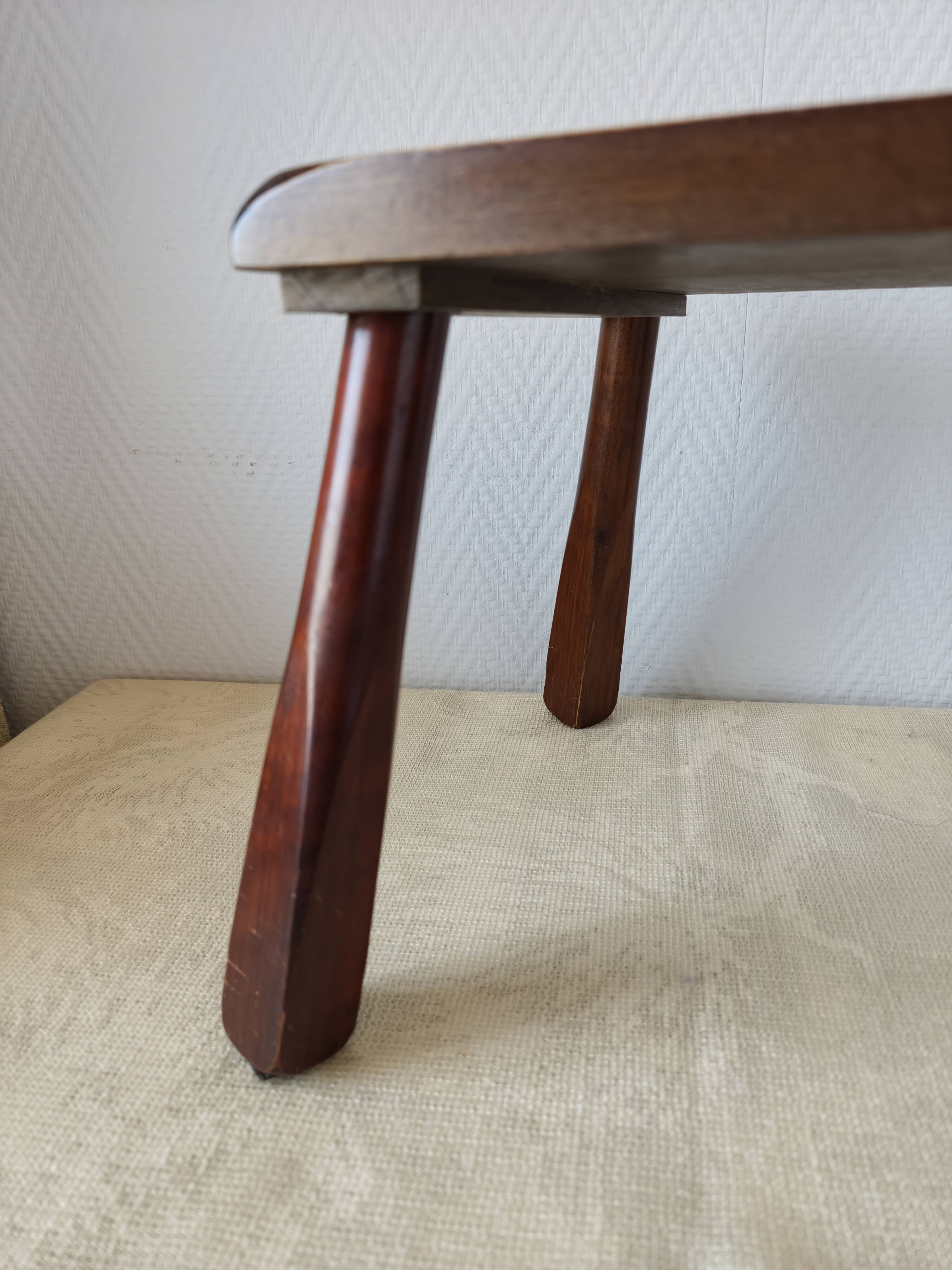 Wooden stool in Scandinavian style, handcrafted, circa 1960.