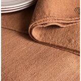 Antique Harvest Tablecloth in Pure Hemp, Tinted in Terracotta
