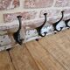 Solid teak coat hook with 4 double cast iron hooks