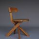 Chaise S34 en orme de Pierre Chapo, années 1980